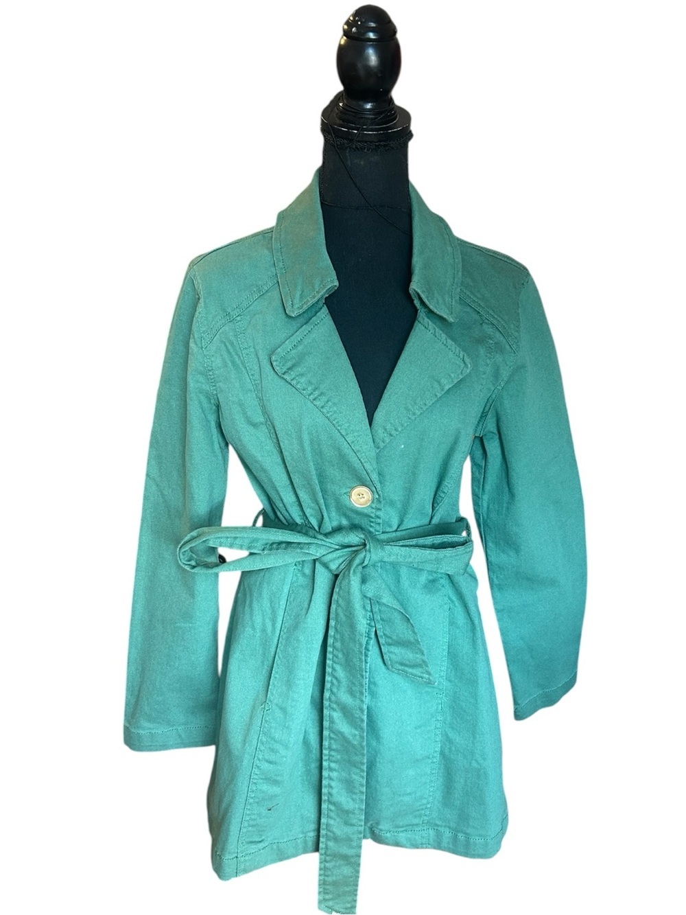 Women's Teal Trench Coat with Belt